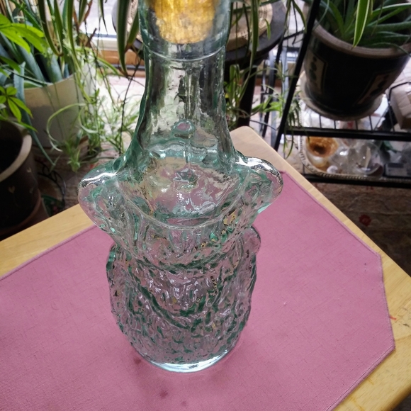 Vintage Figural Green Glass Bottle - Picture 2 of 4